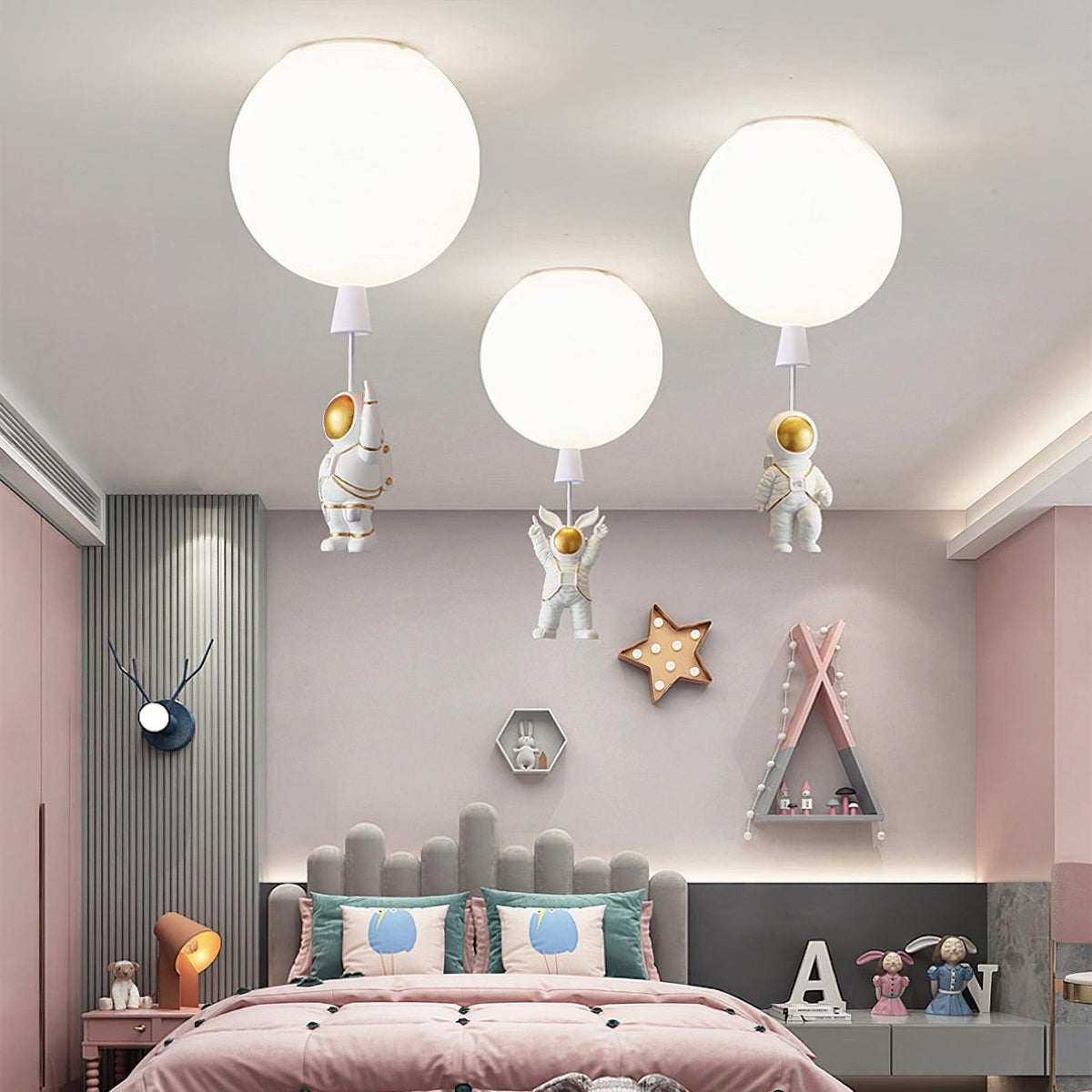 Nirerira Deckenleuchte Acrylballon Astronaut verspielt für Kinderzimmer