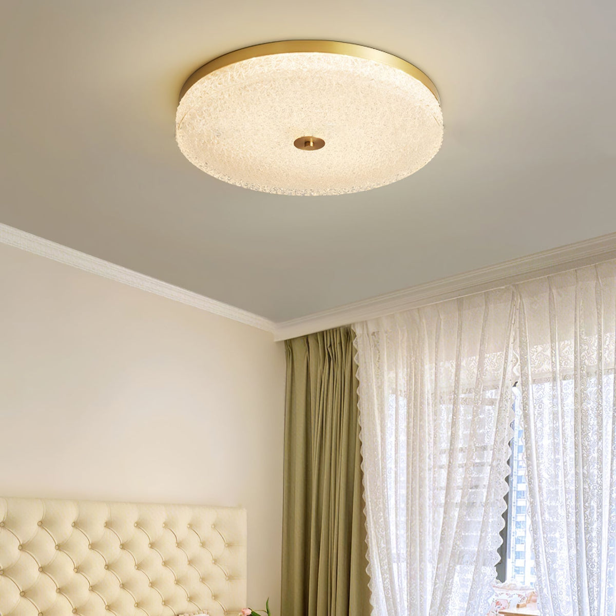 Celuelle Deckenleuchte aus Milchglas mit Textur im minimalistischen eleganten Stil