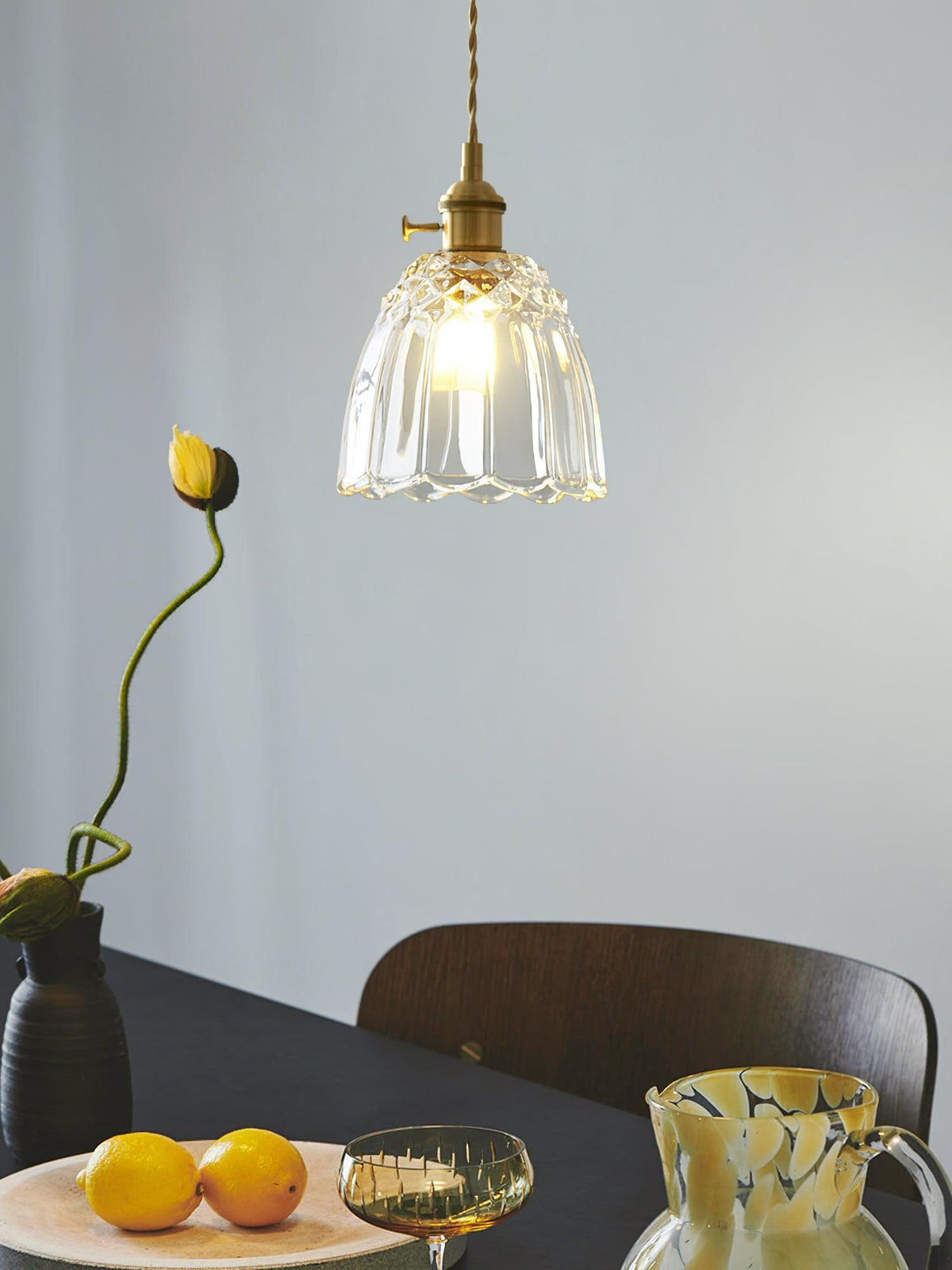 Nerithce Messing & Glas luxuriöse Pendelleuchte