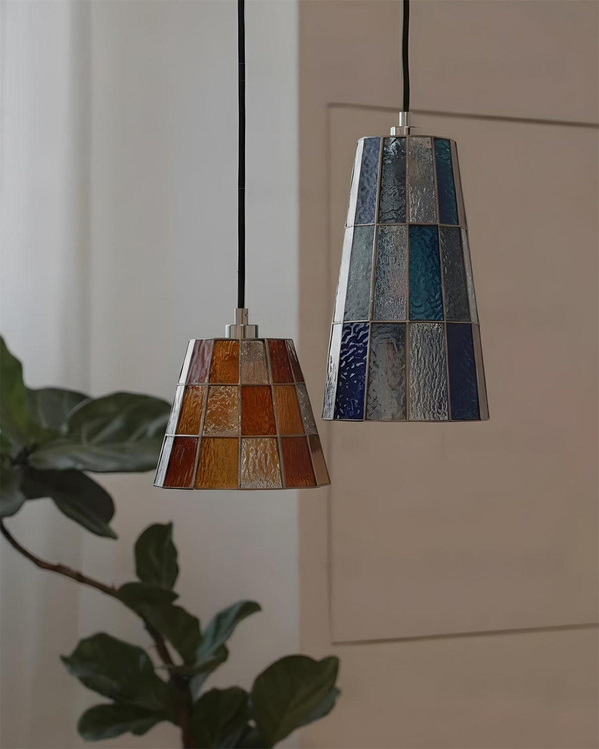 Bernsteinfarben & Azure Pendelleuchte