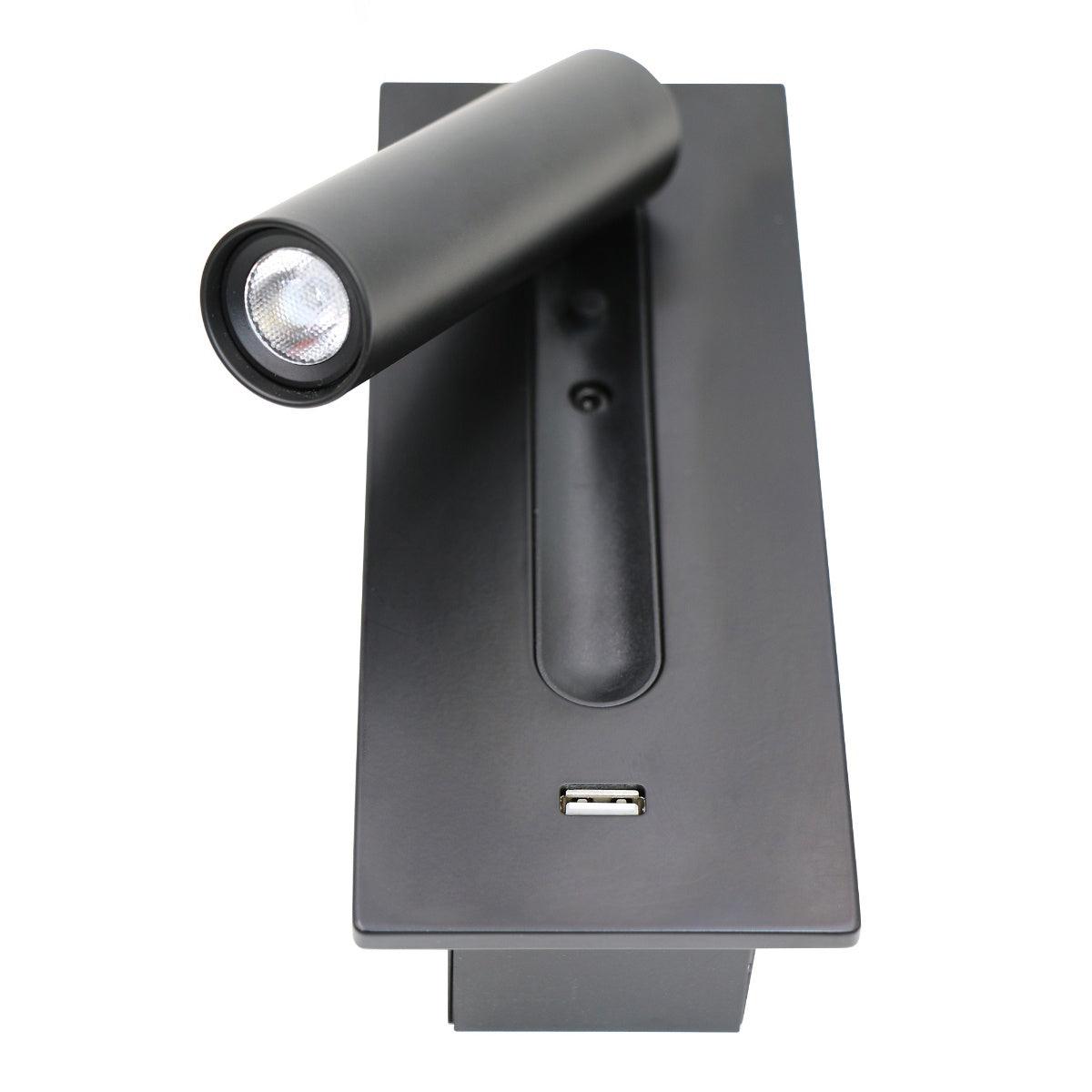 Sothis zeitgenössische minimalistische Nachttisch-Wandleuchte USB Schwarz