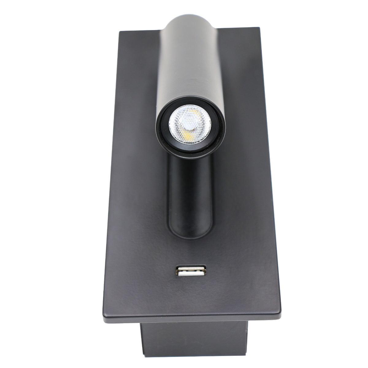 Sothis zeitgenössische minimalistische Nachttisch-Wandleuchte USB Schwarz
