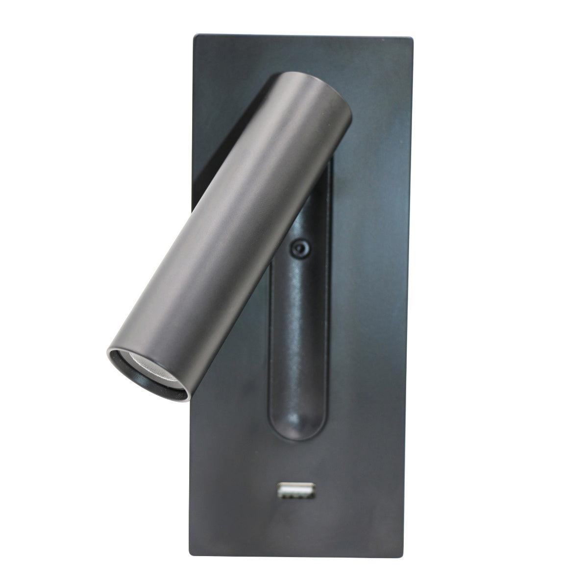 Sothis zeitgenössische minimalistische Nachttisch-Wandleuchte USB Schwarz