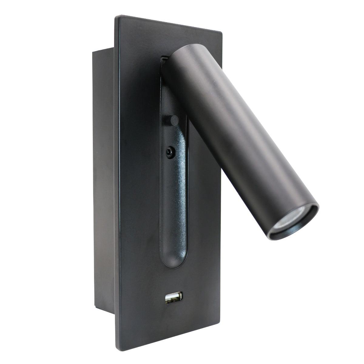 Sothis zeitgenössische minimalistische Nachttisch-Wandleuchte USB Schwarz