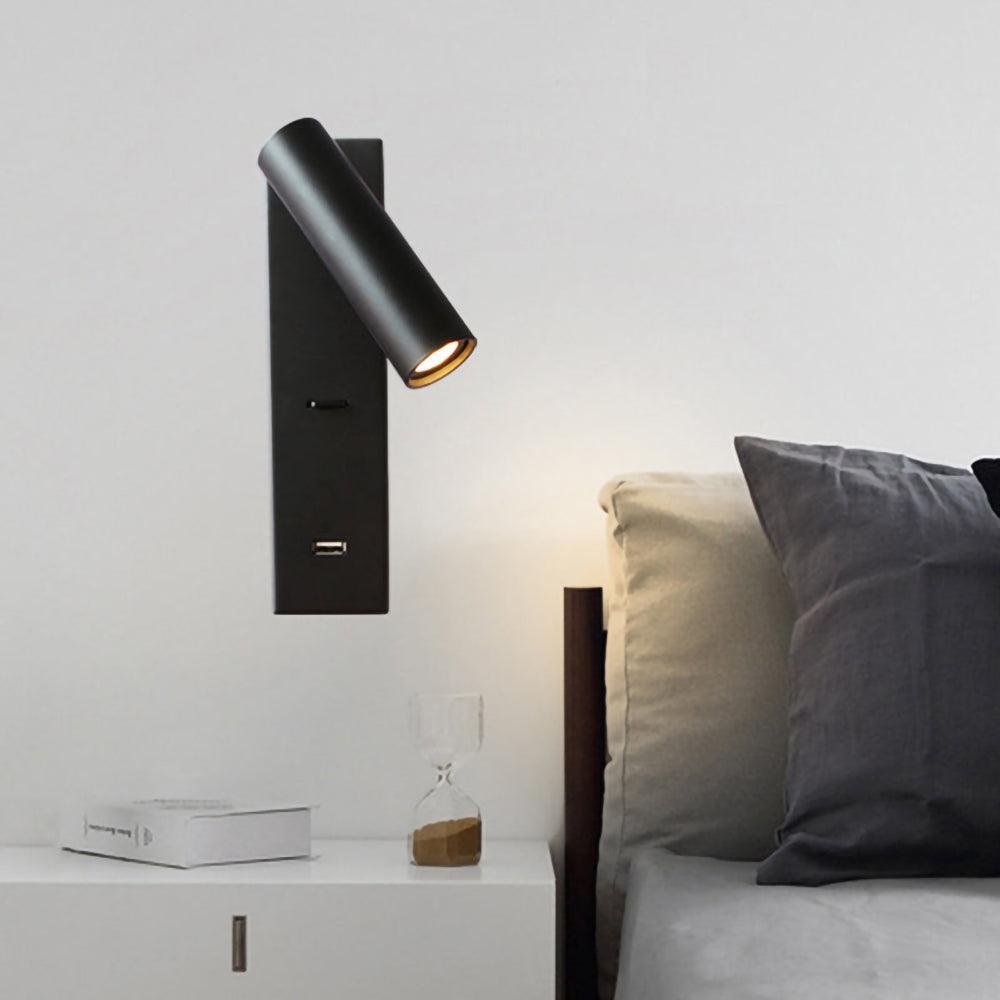 Sothis zeitgenössische minimalistische Nachttisch-Wandleuchte USB Schwarz