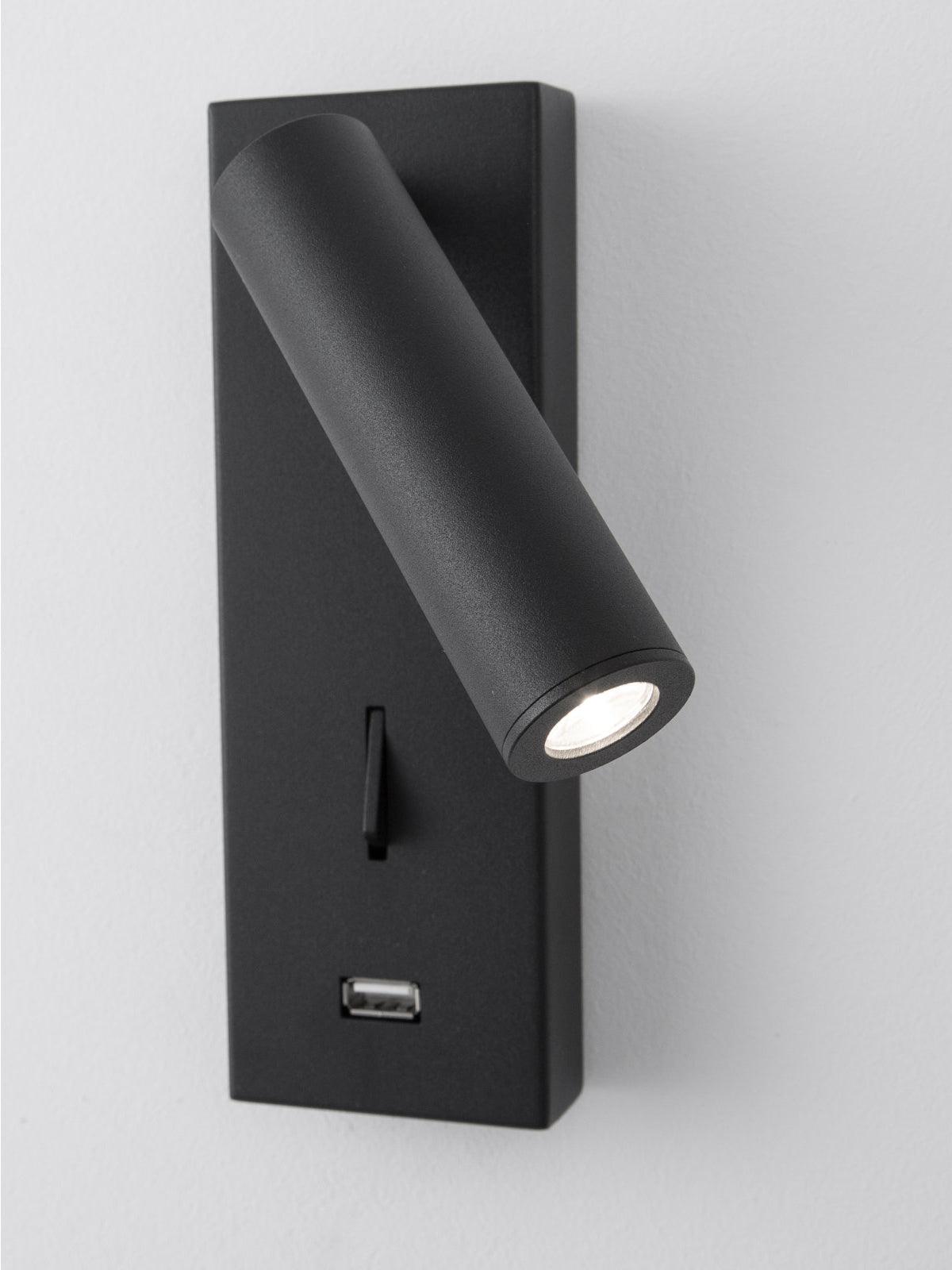 Sothis zeitgenössische minimalistische Nachttisch-Wandleuchte USB Schwarz