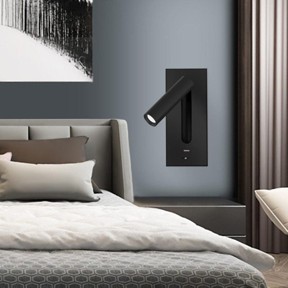 Sothis zeitgenössische minimalistische Nachttisch-Wandleuchte USB Schwarz