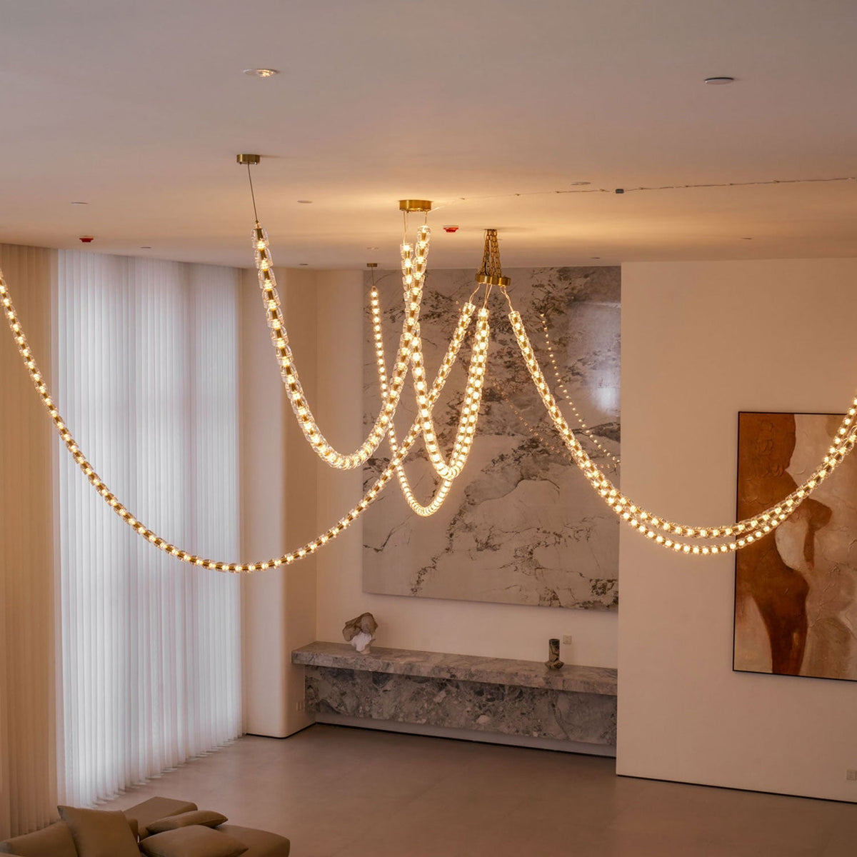 Elyisaine Kronleuchter Kristall Gold LED 3-Line