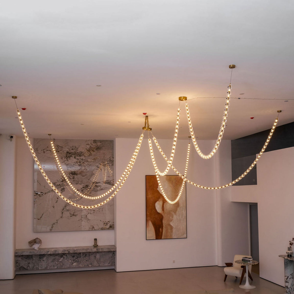Elyisaine Kronleuchter Kristall Gold LED 3-Line