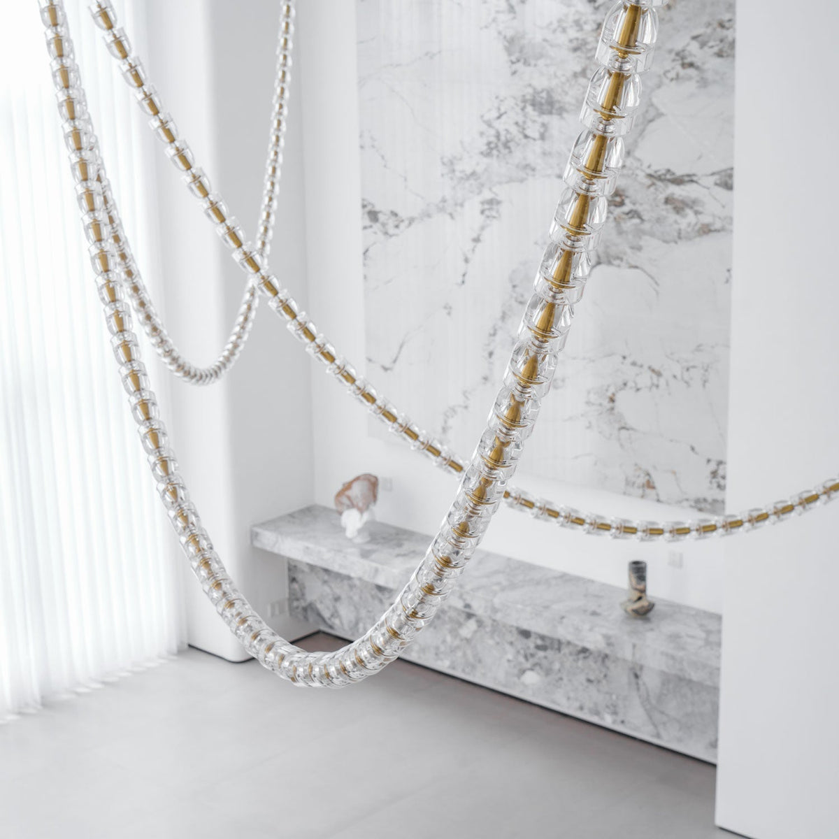 Elyisaine Kronleuchter Kristall Gold LED 3-Line