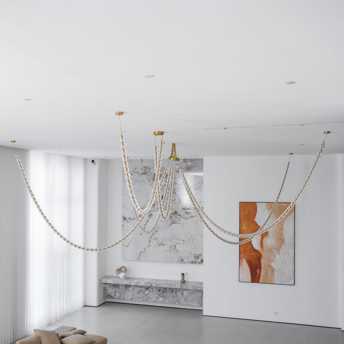 Elyisaine Kronleuchter Kristall Gold LED 3-Line
