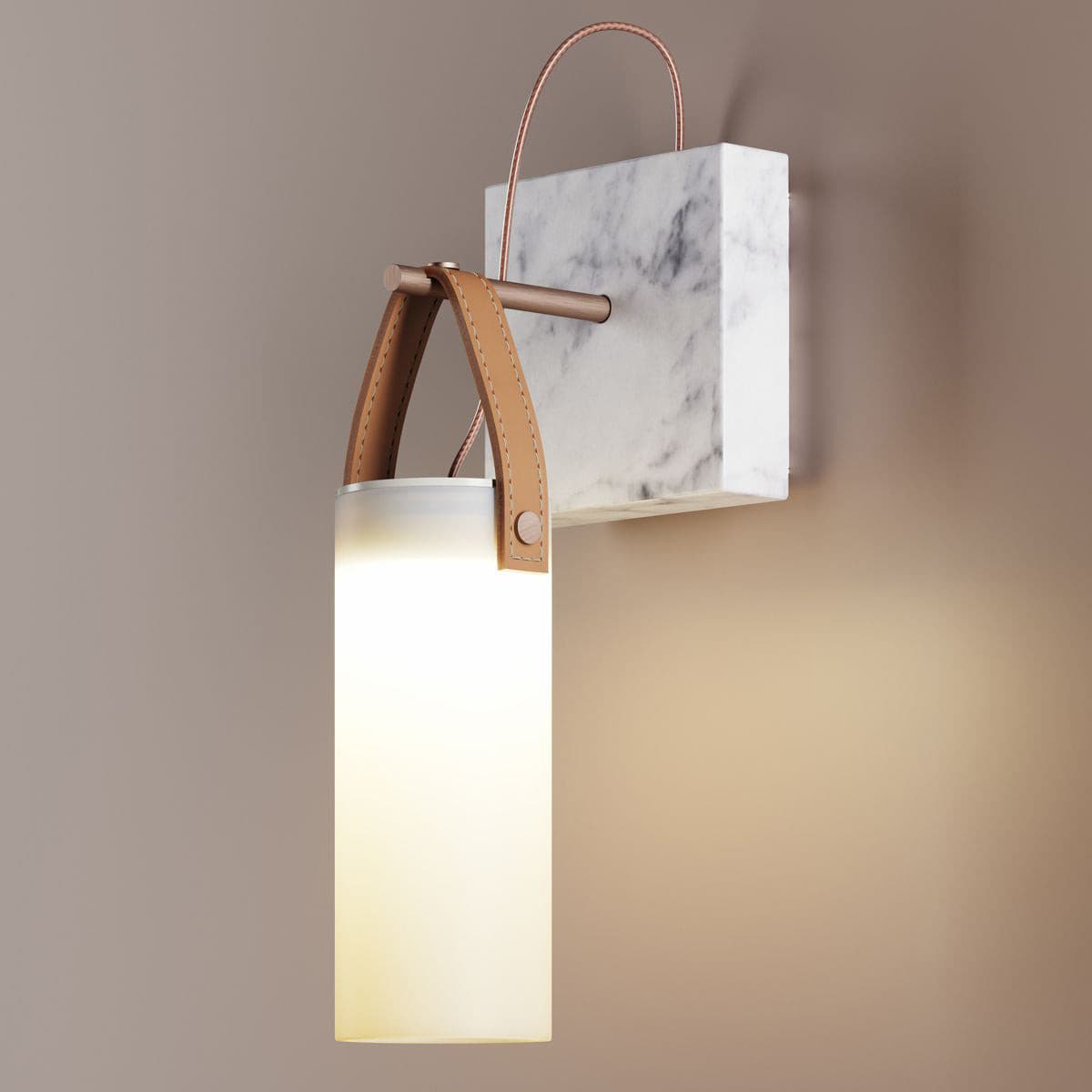 Galerie Wandleuchte Fontana Glas Leder Marmor