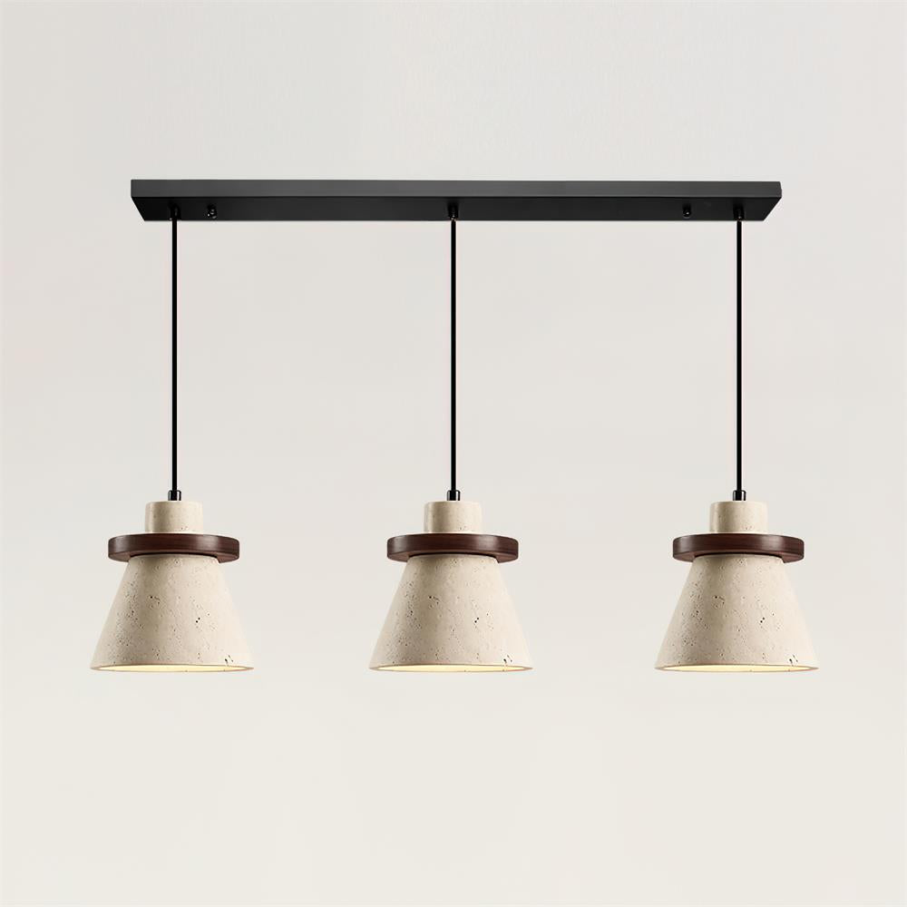 Virela Pendelleuchte aus Travertin mit Holzaufsatz minimalistisch