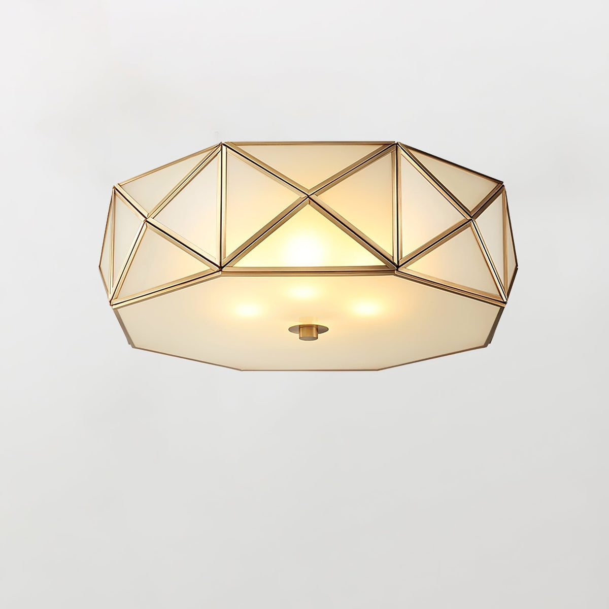 Celivise Geometrische Messing-Glas flache Deckenleuchte