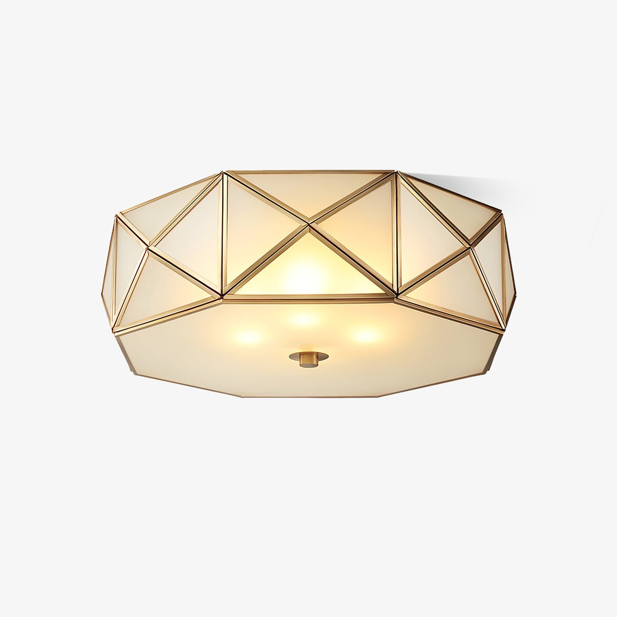 Celivise Geometrische Messing-Glas flache Deckenleuchte