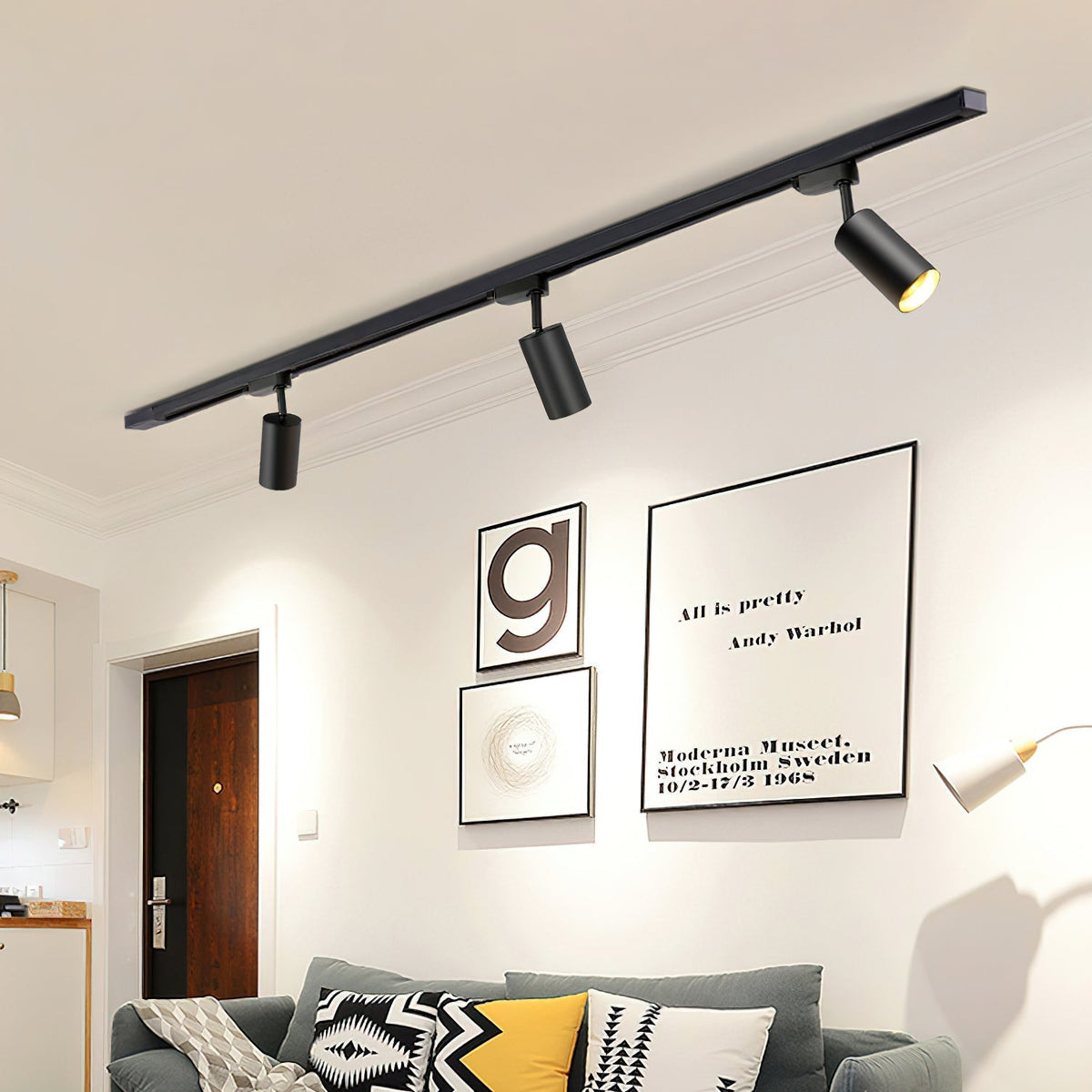 Bera Track Light vergoldete zylindrische Leuchte zeitgenössisch für Wohnzimmer Küche