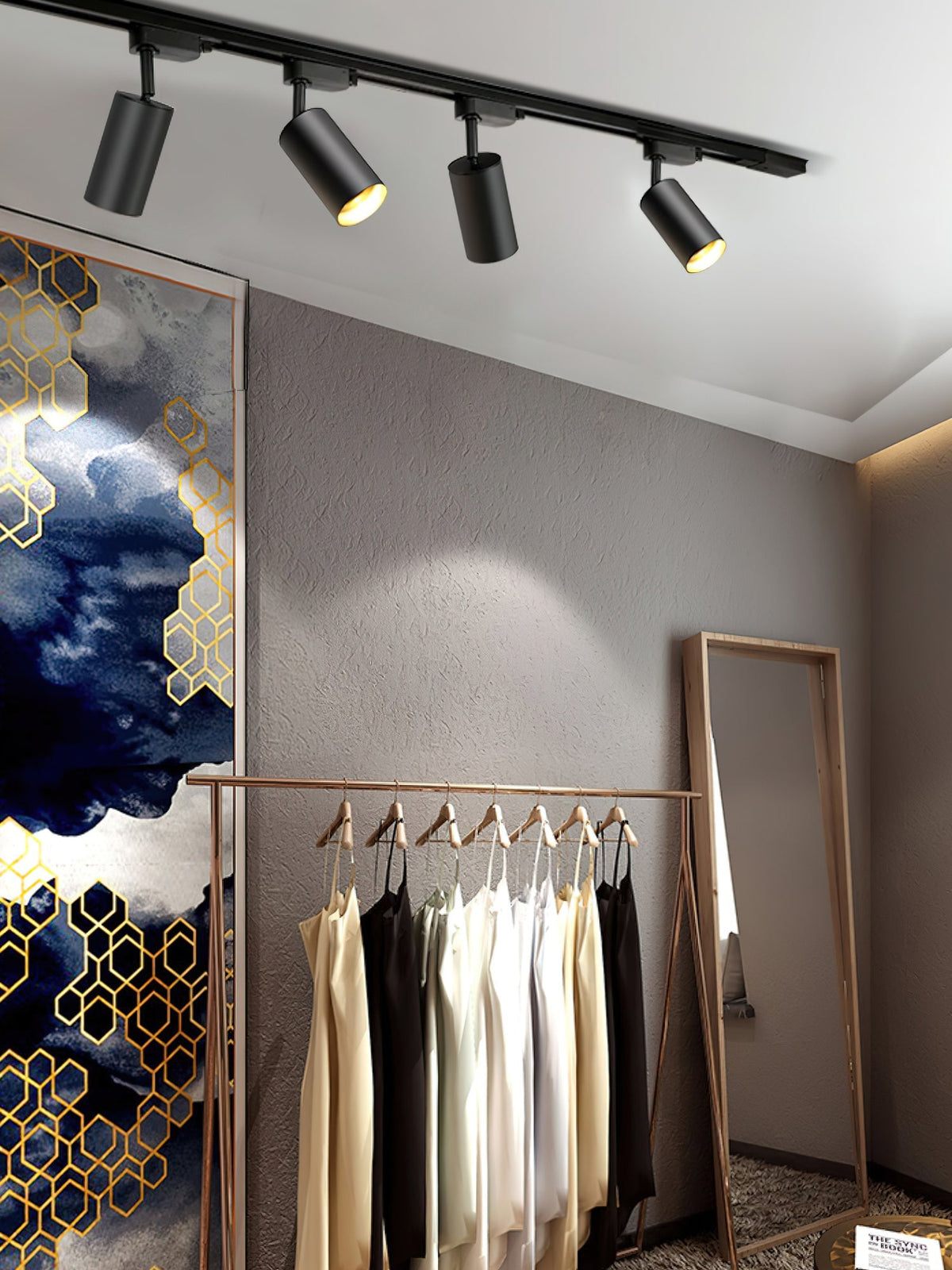 Bera Track Light vergoldete zylindrische Leuchte zeitgenössisch für Wohnzimmer Küche