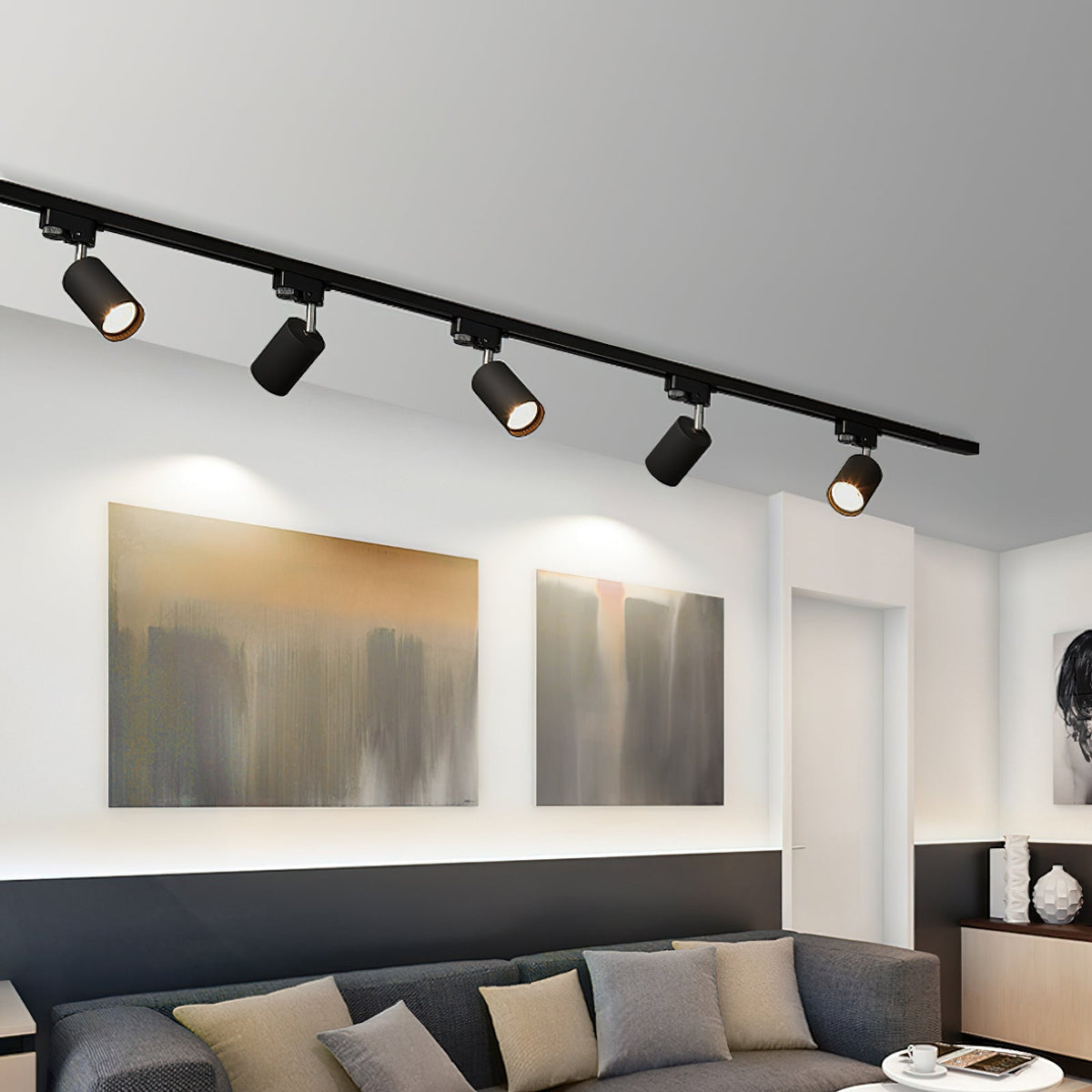 Bera Track Light vergoldete zylindrische Leuchte zeitgenössisch für Wohnzimmer Küche