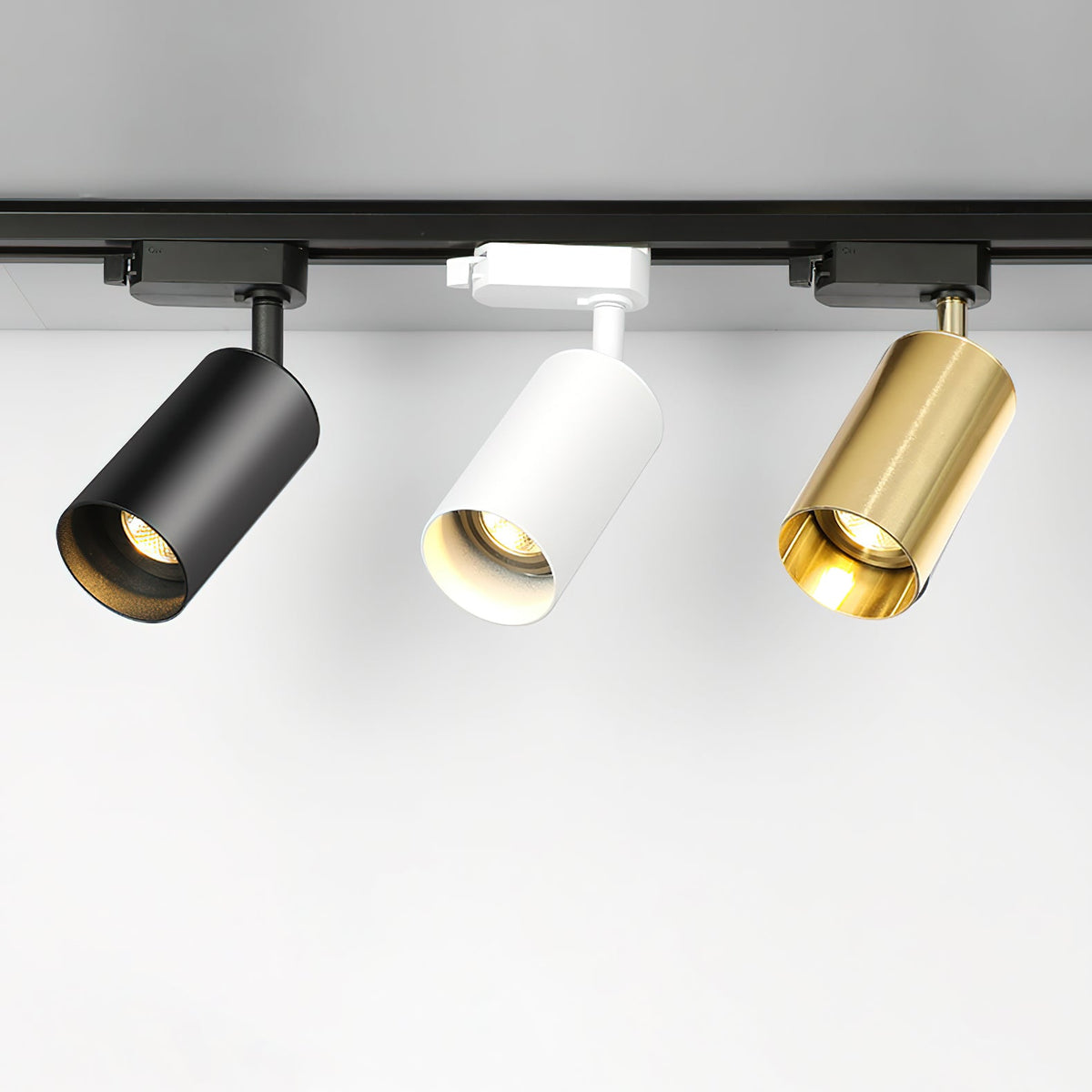 Bera Track Light vergoldete zylindrische Leuchte zeitgenössisch für Wohnzimmer Küche