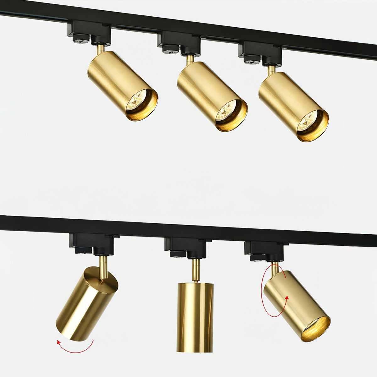 Bera Track Light vergoldete zylindrische Leuchte zeitgenössisch für Wohnzimmer Küche