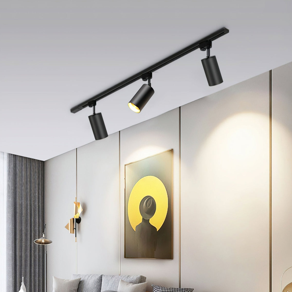 Bera Track Light vergoldete zylindrische Leuchte zeitgenössisch für Wohnzimmer Küche