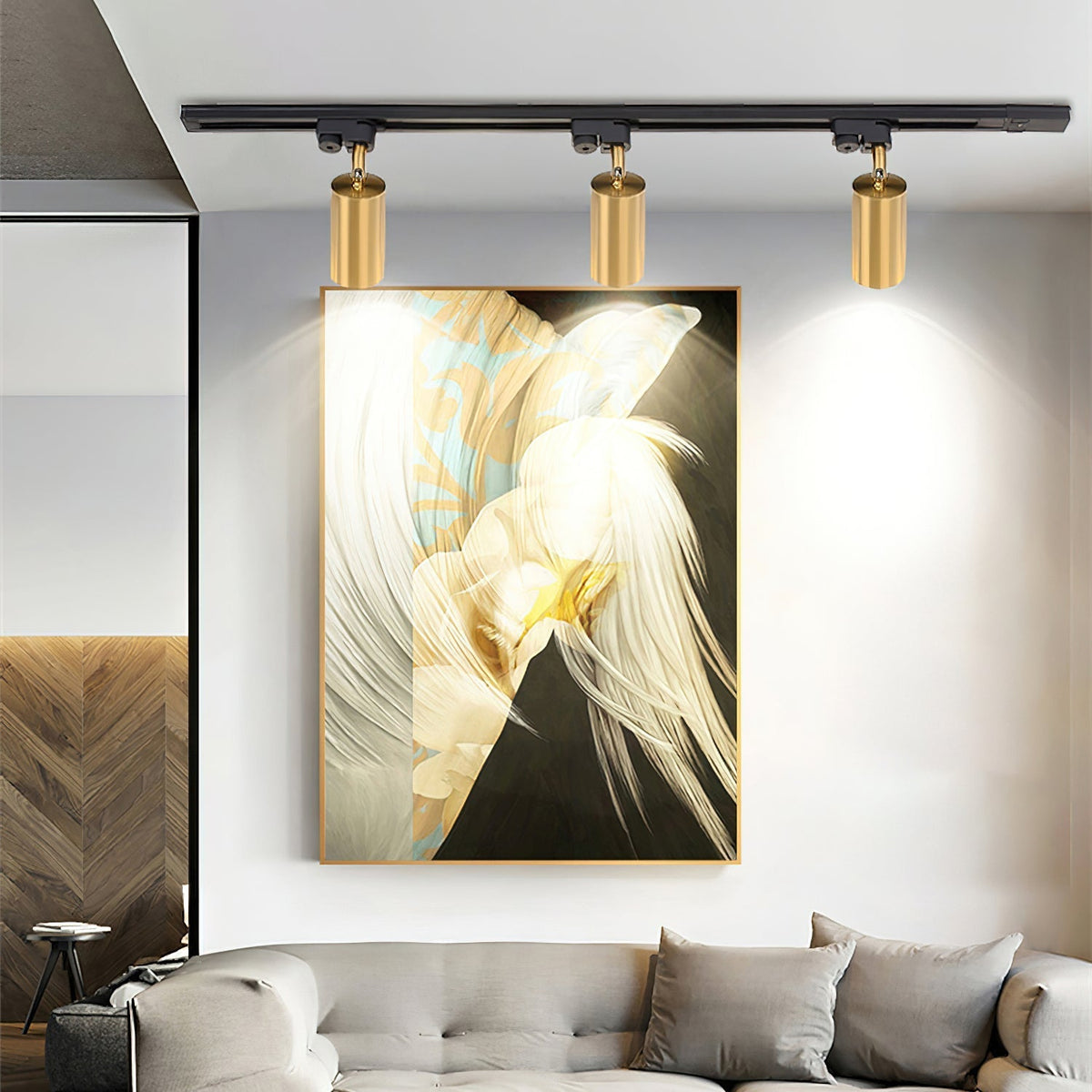 Bera Track Light vergoldete zylindrische Leuchte zeitgenössisch für Wohnzimmer Küche