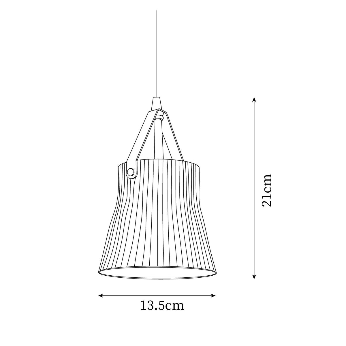 Moderne Pendelleuchte aus Keramik mit geripptem Lampenschirm, Messing und Lederriemen