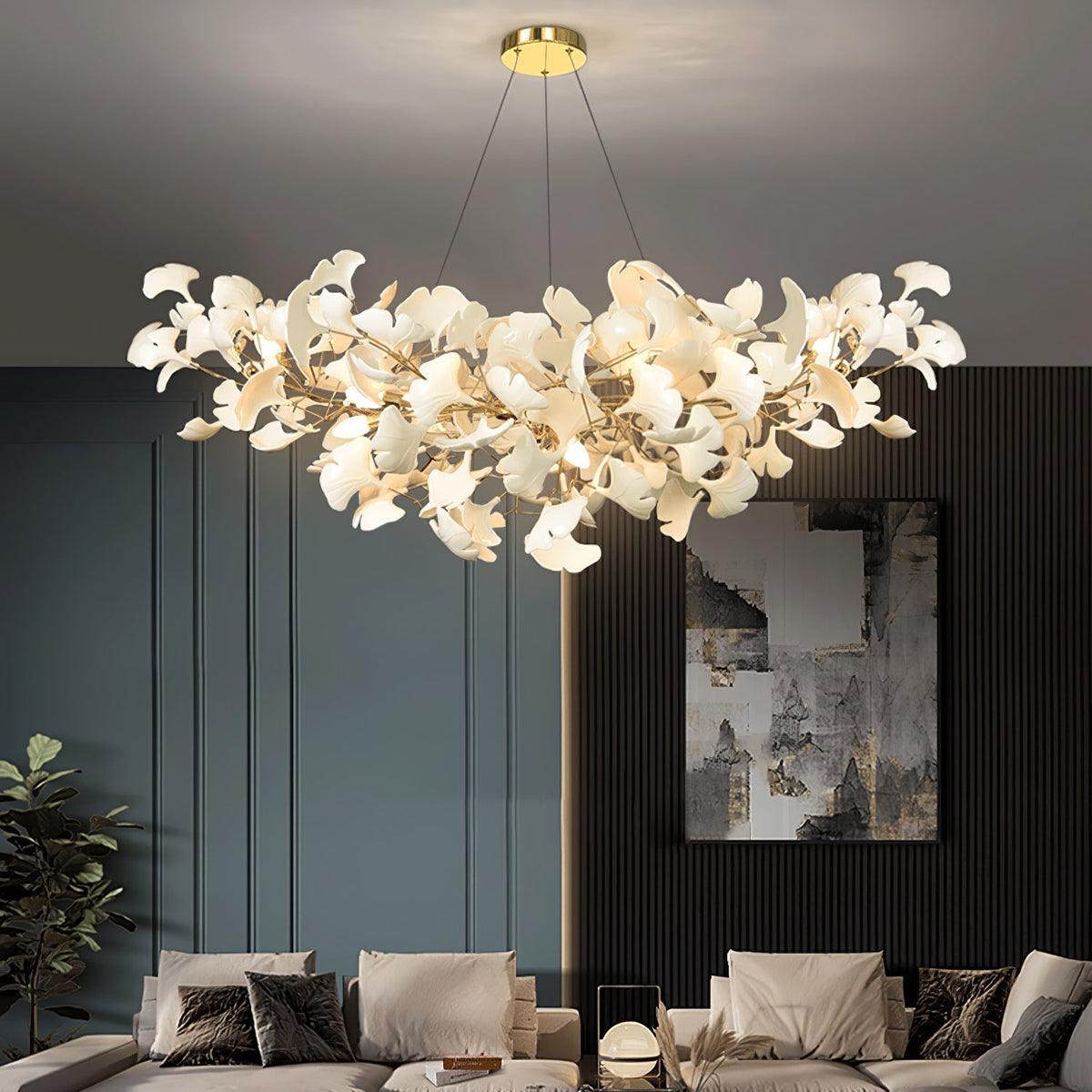 Olivia  Modern Luxuriöser gold Kronleuchter aus Metall und Keramik