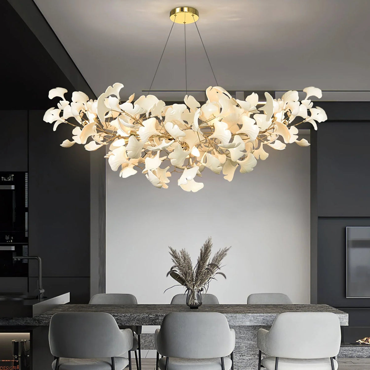 Olivia  Modern Luxuriöser gold Kronleuchter aus Metall und Keramik