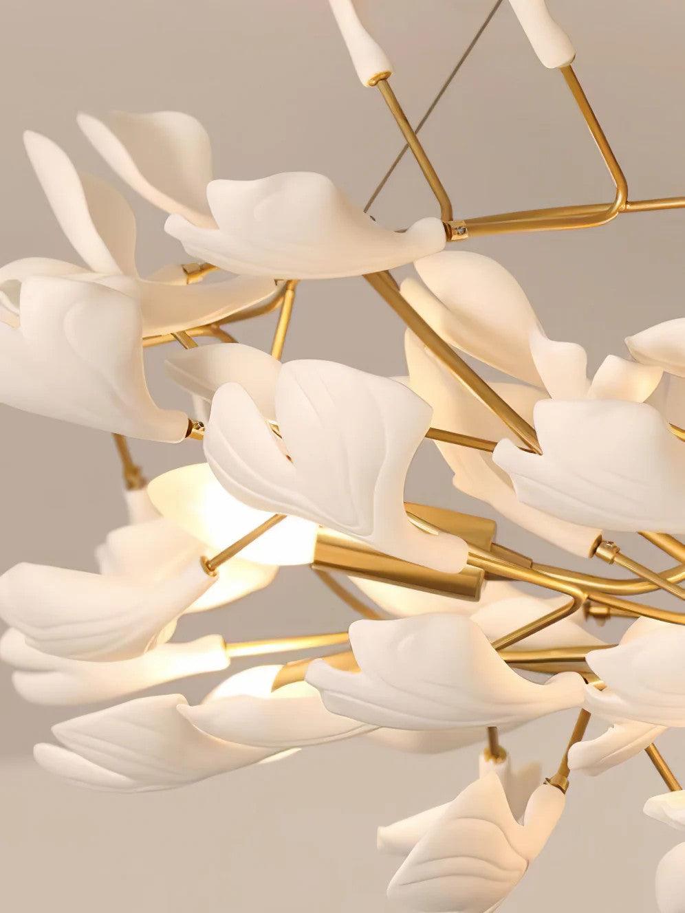 Nale Kronleuchter Ginkgo-Blatt Messing Keramik
