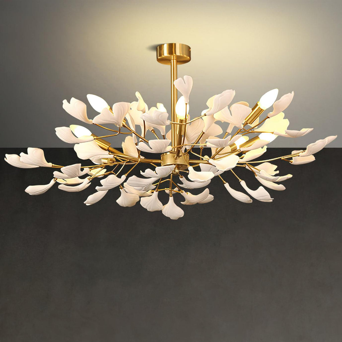 Nale Kronleuchter Ginkgo-Blatt Messing Keramik