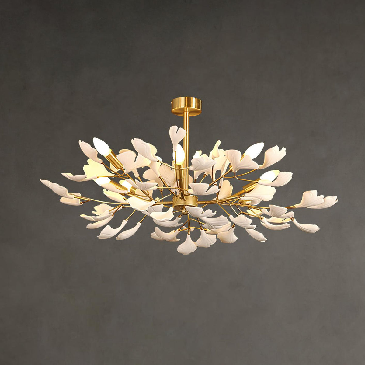 Nale Kronleuchter Ginkgo-Blatt Messing Keramik