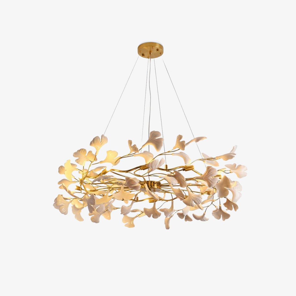 Oden Kronleuchter Ginkgo-Blatt-Keramik-Skulptur