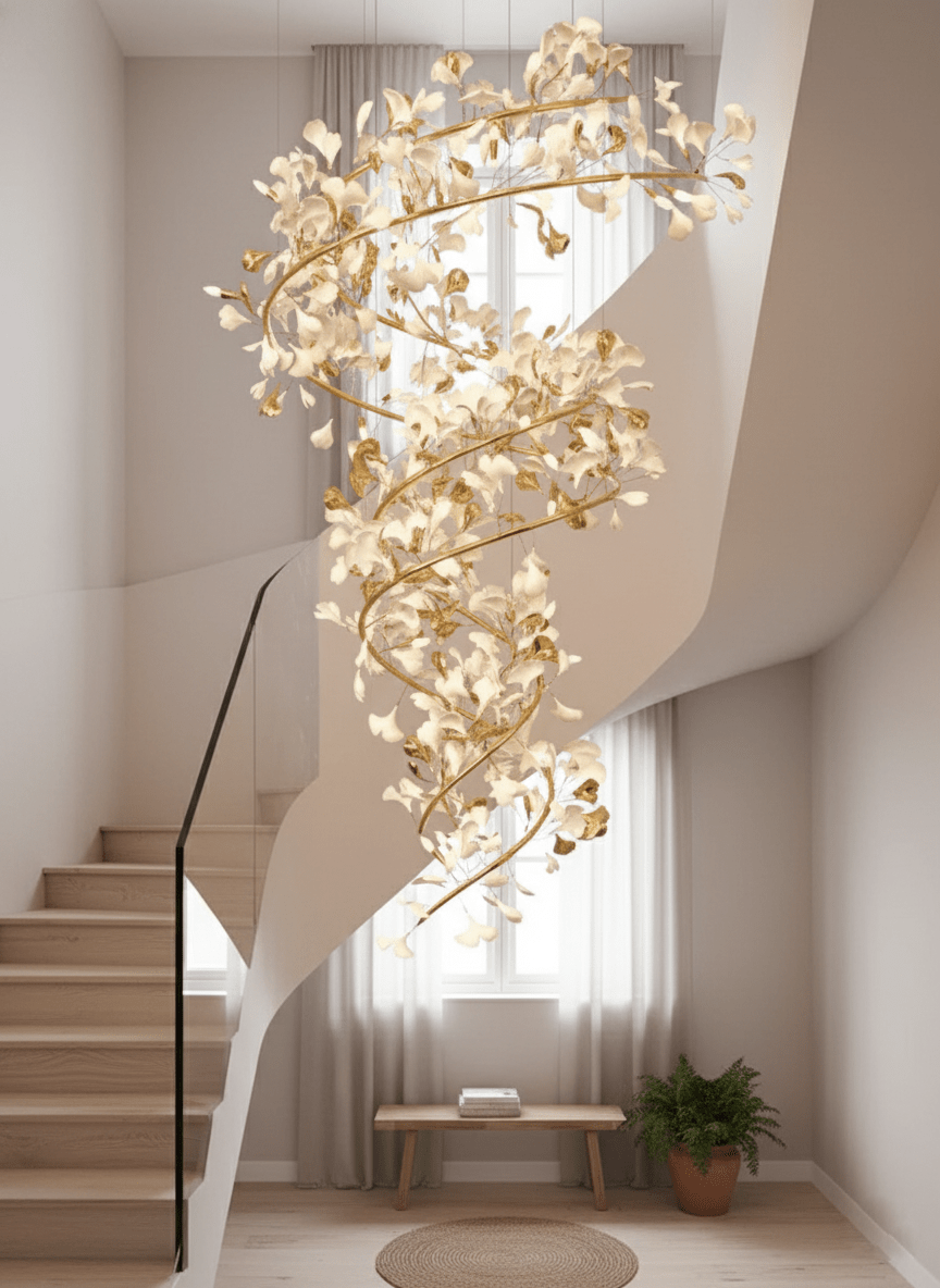 Gingko Kronleuchter Keramik Treppenhaus luxuriös