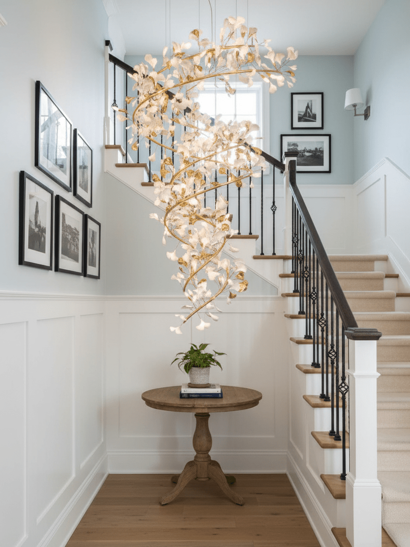 Gingko Kronleuchter Keramik Treppenhaus luxuriös
