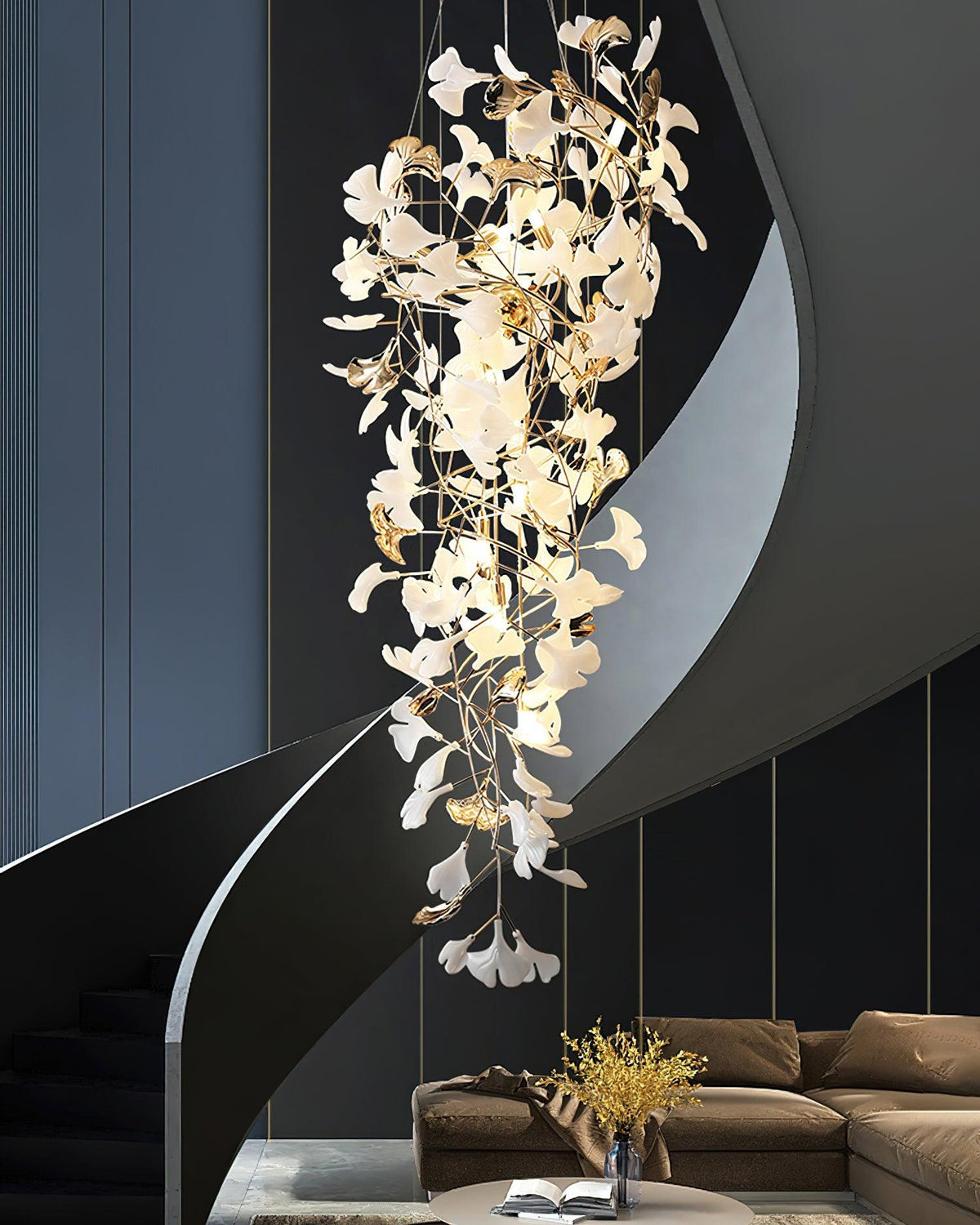 Claire luxuriöser Gingko-Kronleuchter