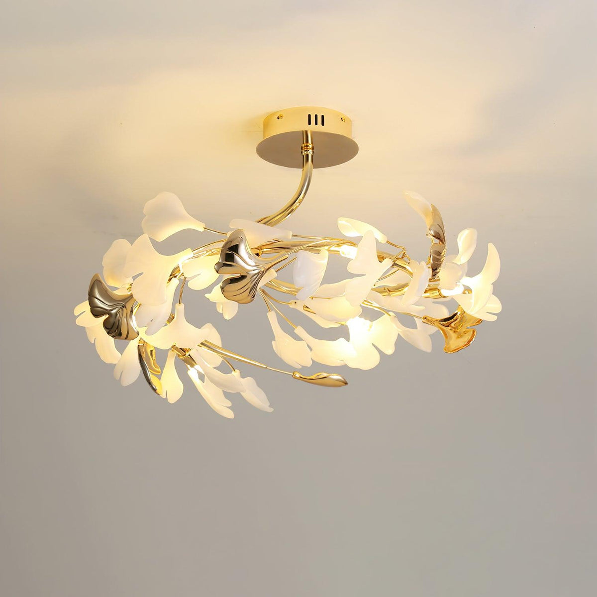 Artheel Premium skandinavisch Kunst Ginkgo drehende Keramik-Deckenleuchte