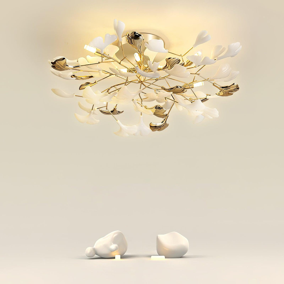 Artheel Premium skandinavisch Kunst Ginkgo drehende Keramik-Deckenleuchte