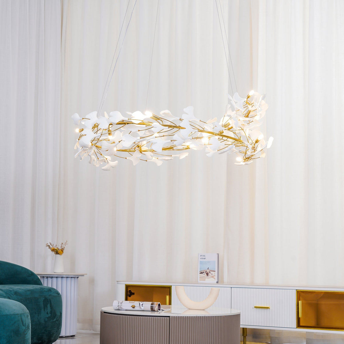 Olivia  Ring   Runde Kronleuchter Moderner gold LED  Keramik