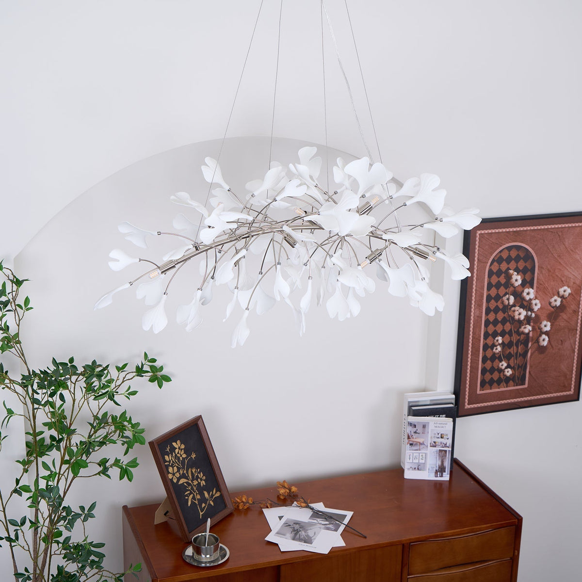 Oriiselle Kronleuchter Keramik Gingko Blatt Gold