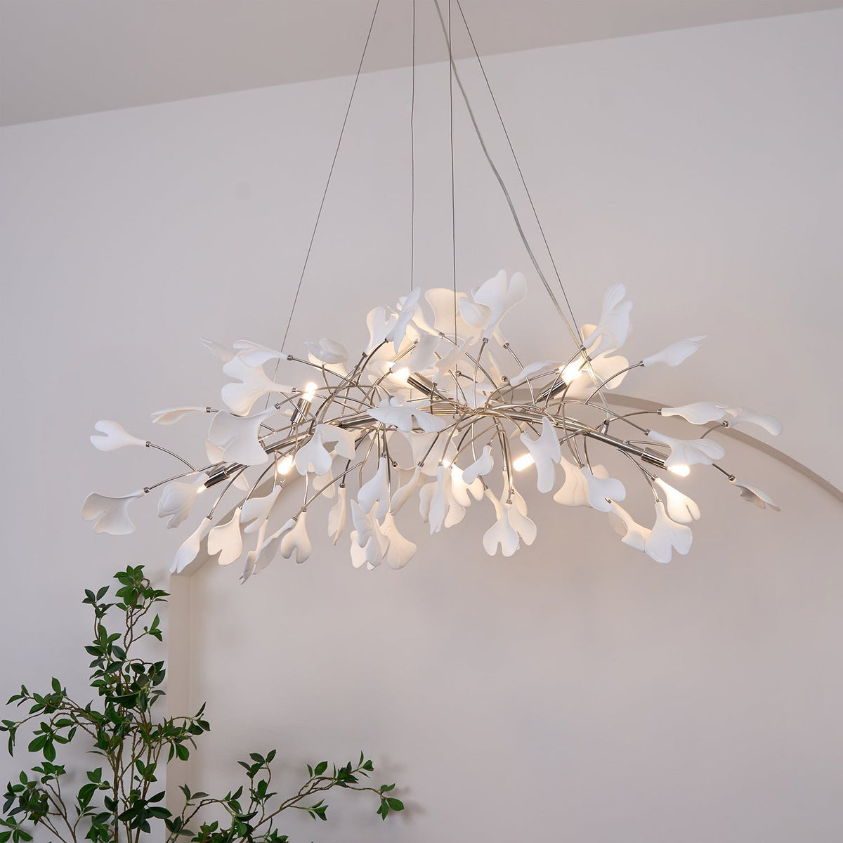 Oriiselle Kronleuchter Keramik Gingko Blatt Gold
