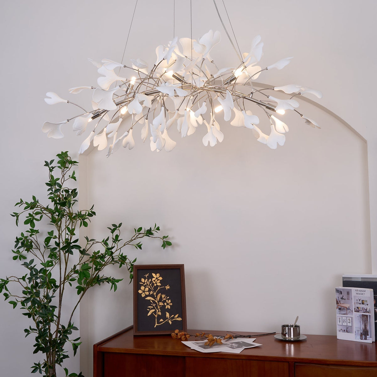 Oriiselle Kronleuchter Keramik Gingko Blatt Gold