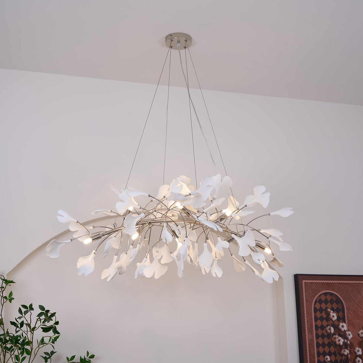 Oriiselle Kronleuchter Keramik Gingko Blatt Gold