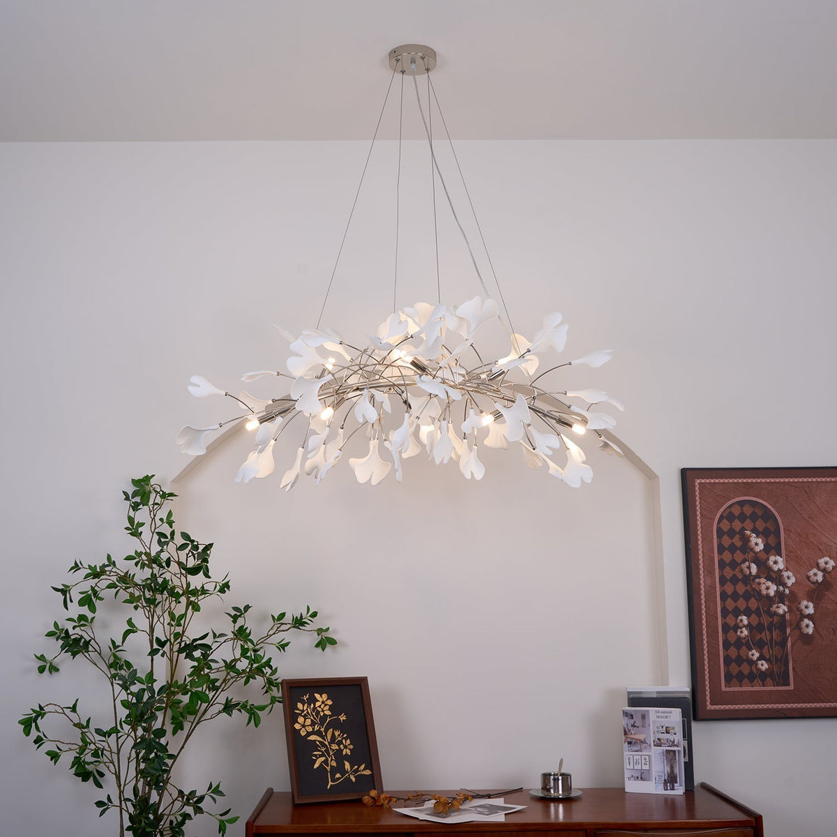 Oriiselle Kronleuchter Keramik Gingko Blatt Gold