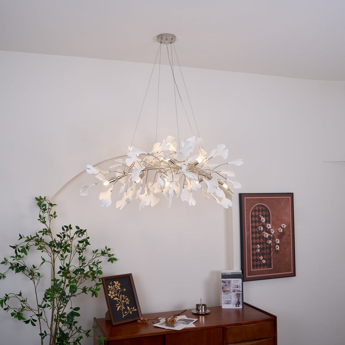 Oriiselle Kronleuchter Keramik Gingko Blatt Gold