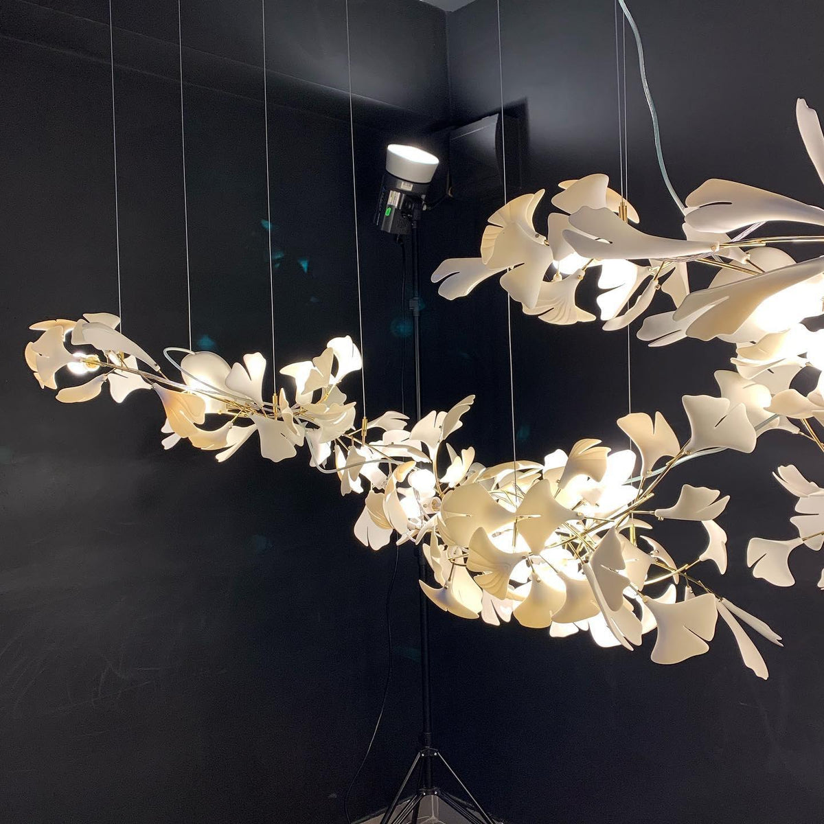 Ceroraine Kronleuchter Gingko aus Porzellan mit LED im zeitgenössischen Stil