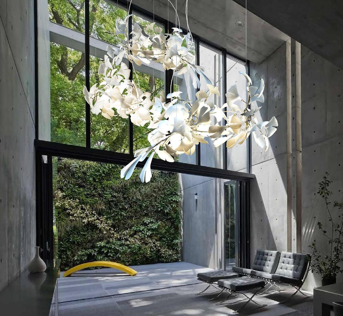 Ceroraine Kronleuchter Gingko aus Porzellan mit LED im zeitgenössischen Stil