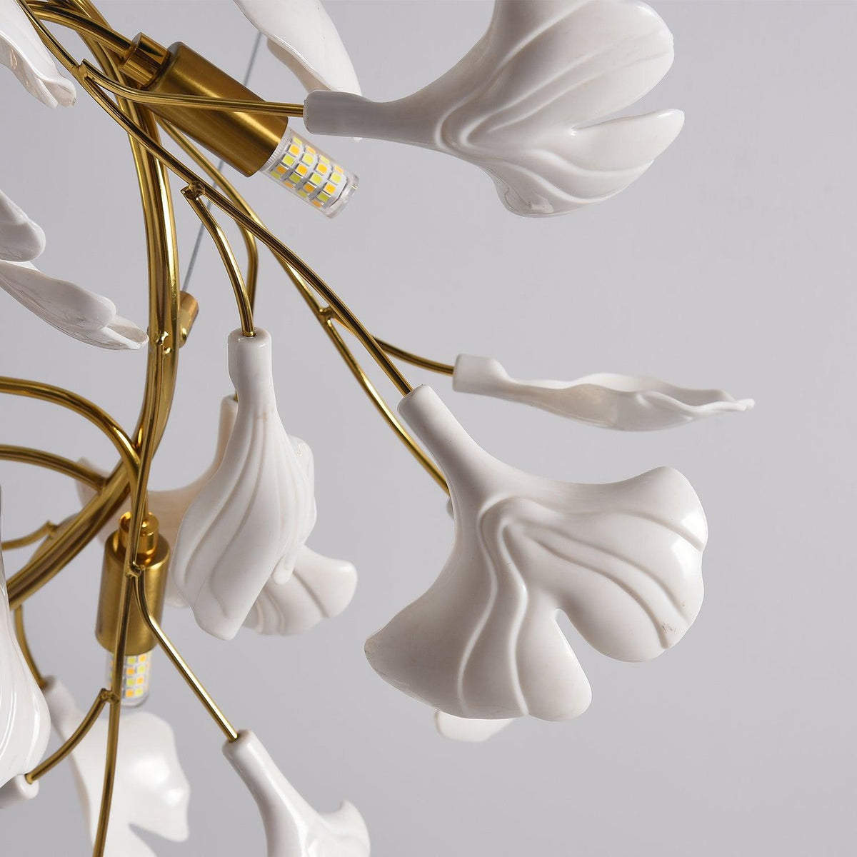 Auriora Pendelleuchte Gingko Keramikblätter Gold