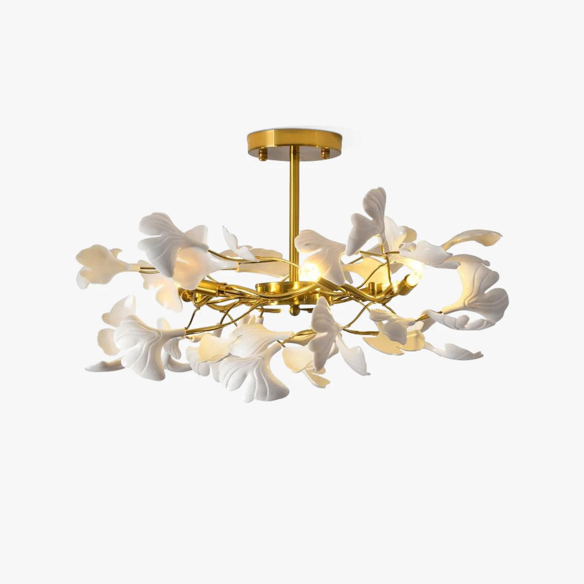 Auriora Pendelleuchte Gingko Keramikblätter Gold
