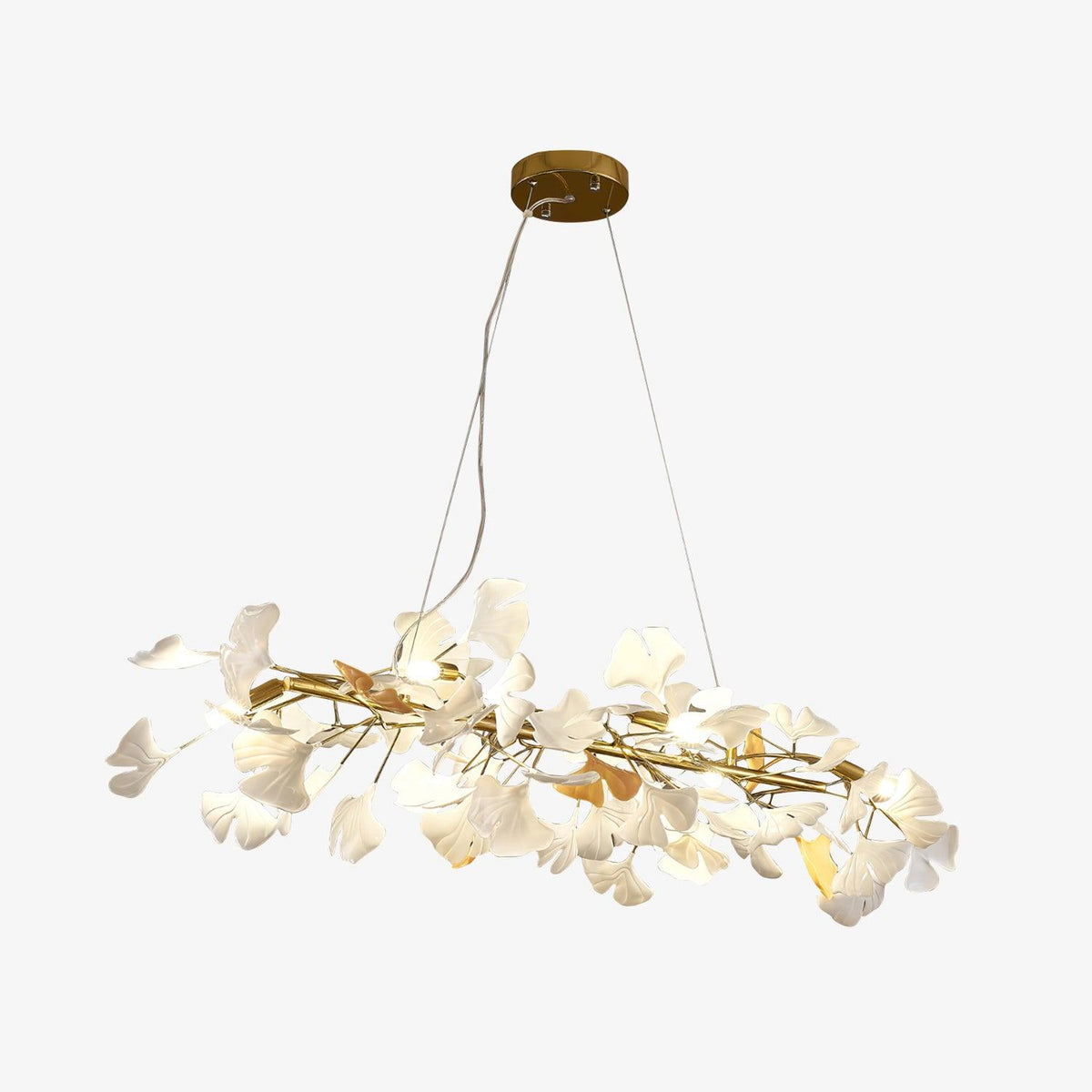 Rirove Pendelleuchte Gingko Keramik Blütenblätter Gold